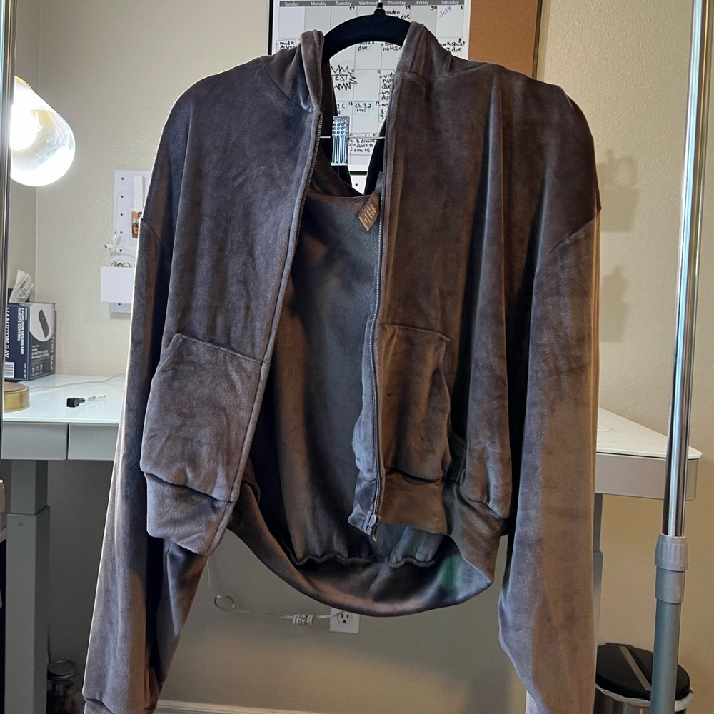 Skims velour cropped zip up